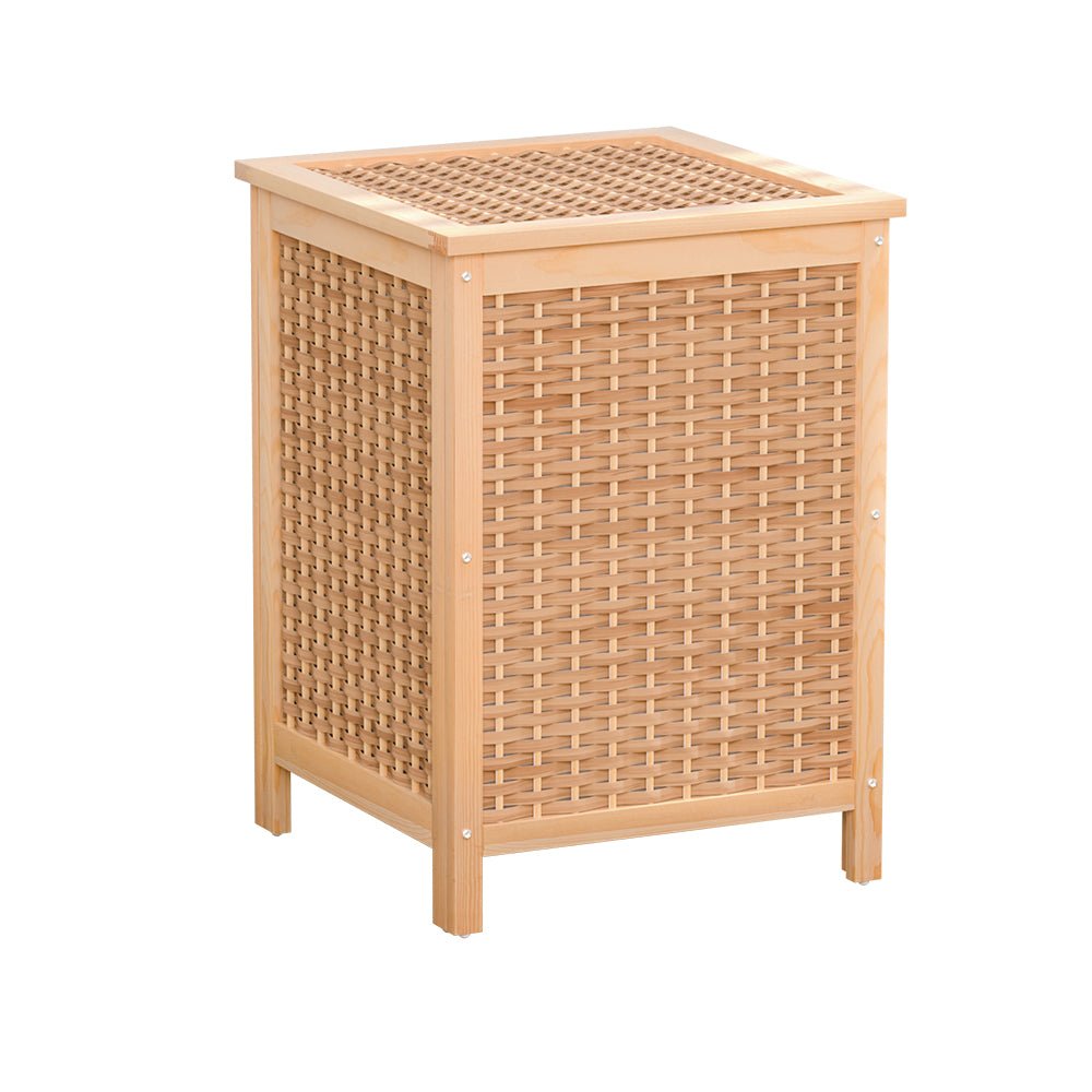 Artiss Laundry Hamper Bathroom Storage Cabinet Wooden Organiser Bag Clothes - NuSea